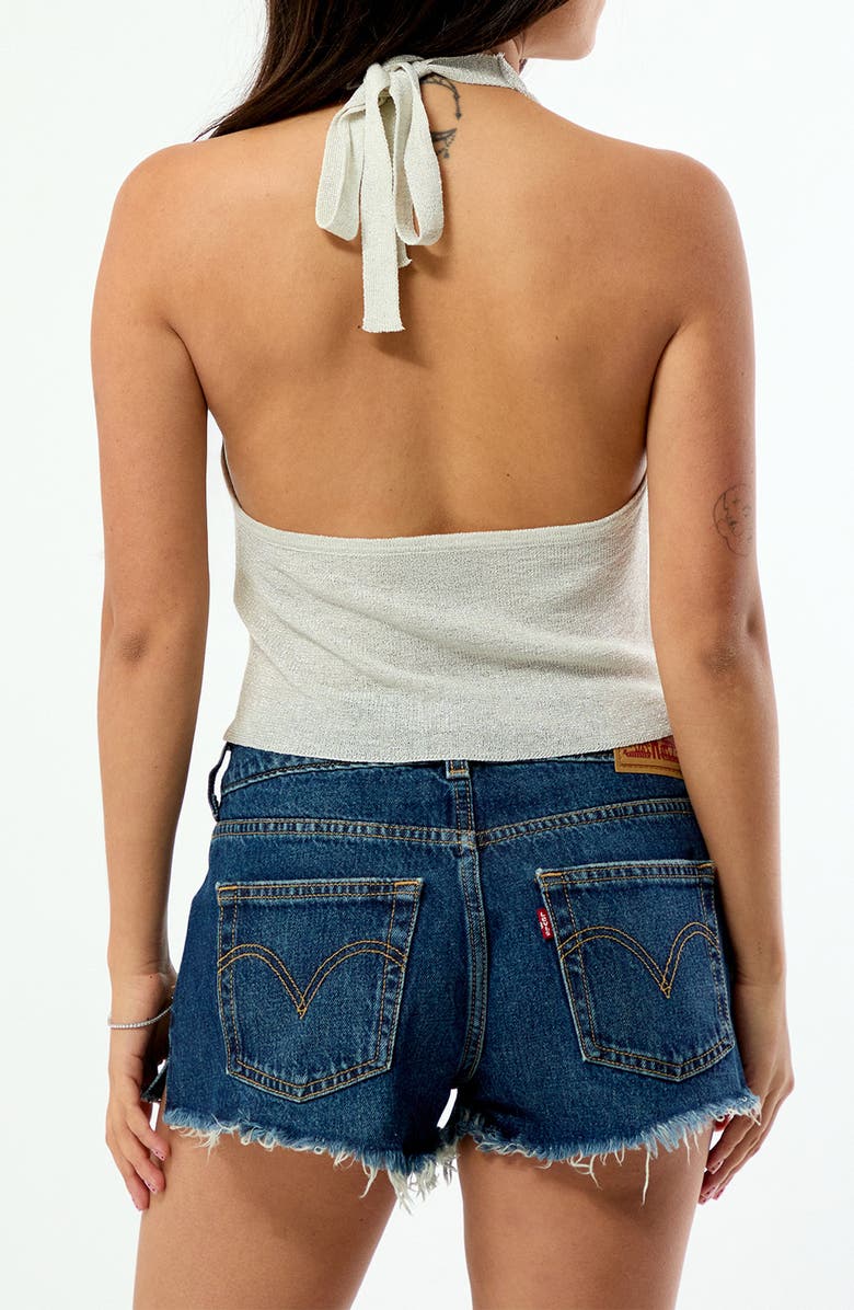 PacSun Athena Cowl Halter Neck Metallic Knit Top, Alternate, color, Ivory