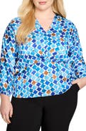 NIC+ZOE Sofia Mosaic Print Peplum Top