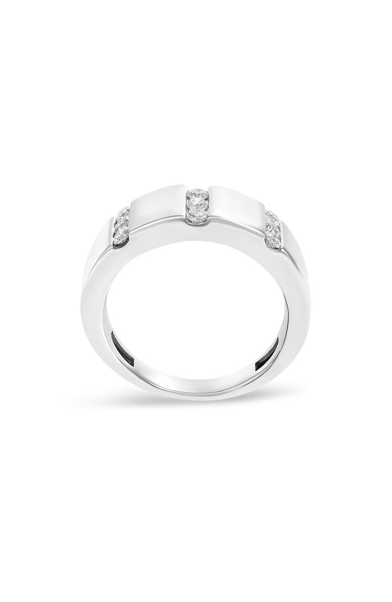 Haus of Brilliance Men's Silver 1/2 Cttw Diamond Triple Three Stone Row Band Ring, Alternate, color, White