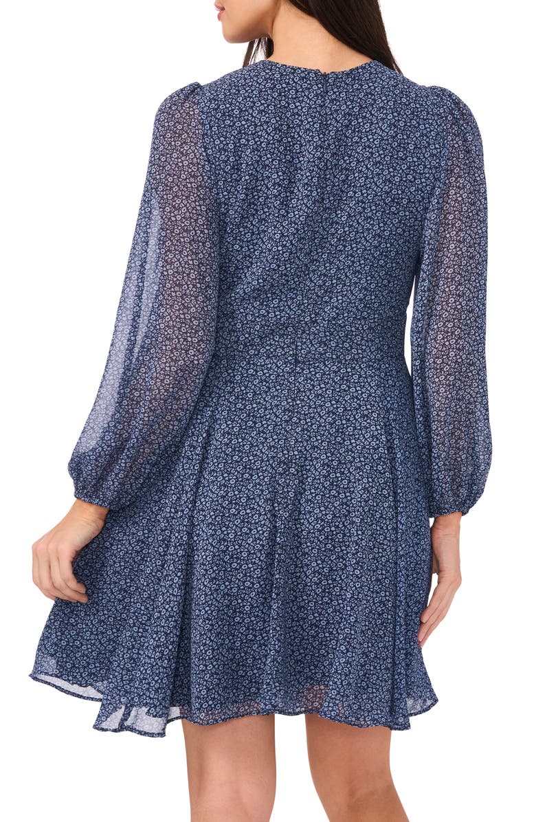 1.STATE Floral V-Neck Long Sleeve Button Front Dress, Alternate, color, Indigo Night