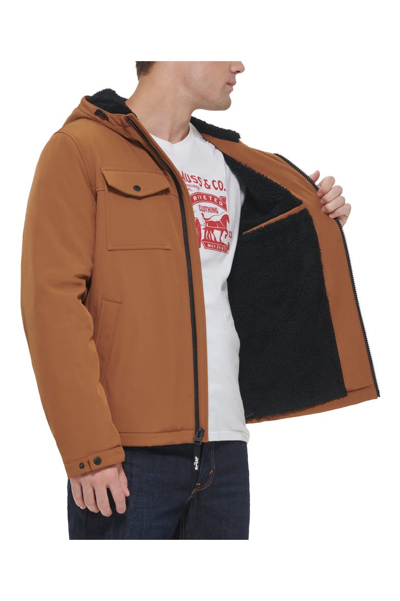 Soft Shell Faux Shearling Lined Jacket, Alternate, color, BROWN