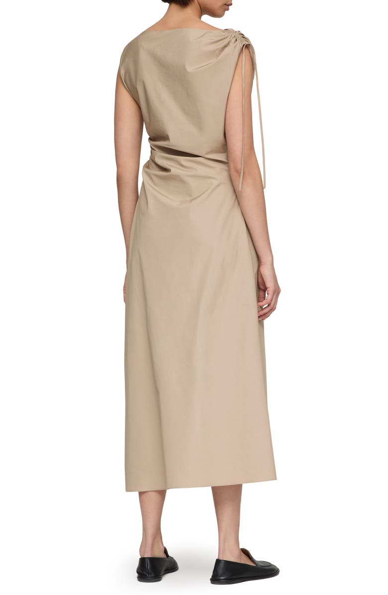 Lafayette 148 New York Gathered Organic Cotton Poplin Midi Dress, Alternate, color, Clay