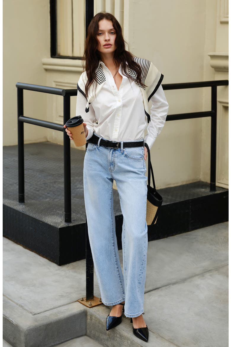 Mid Rise Barrel Jeans, Alternate, color, LIGHT BLUE