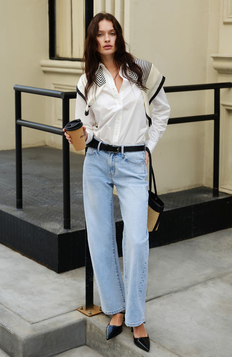 Bayeas Mid Rise Barrel Jeans, Alternate, color, Light Blue