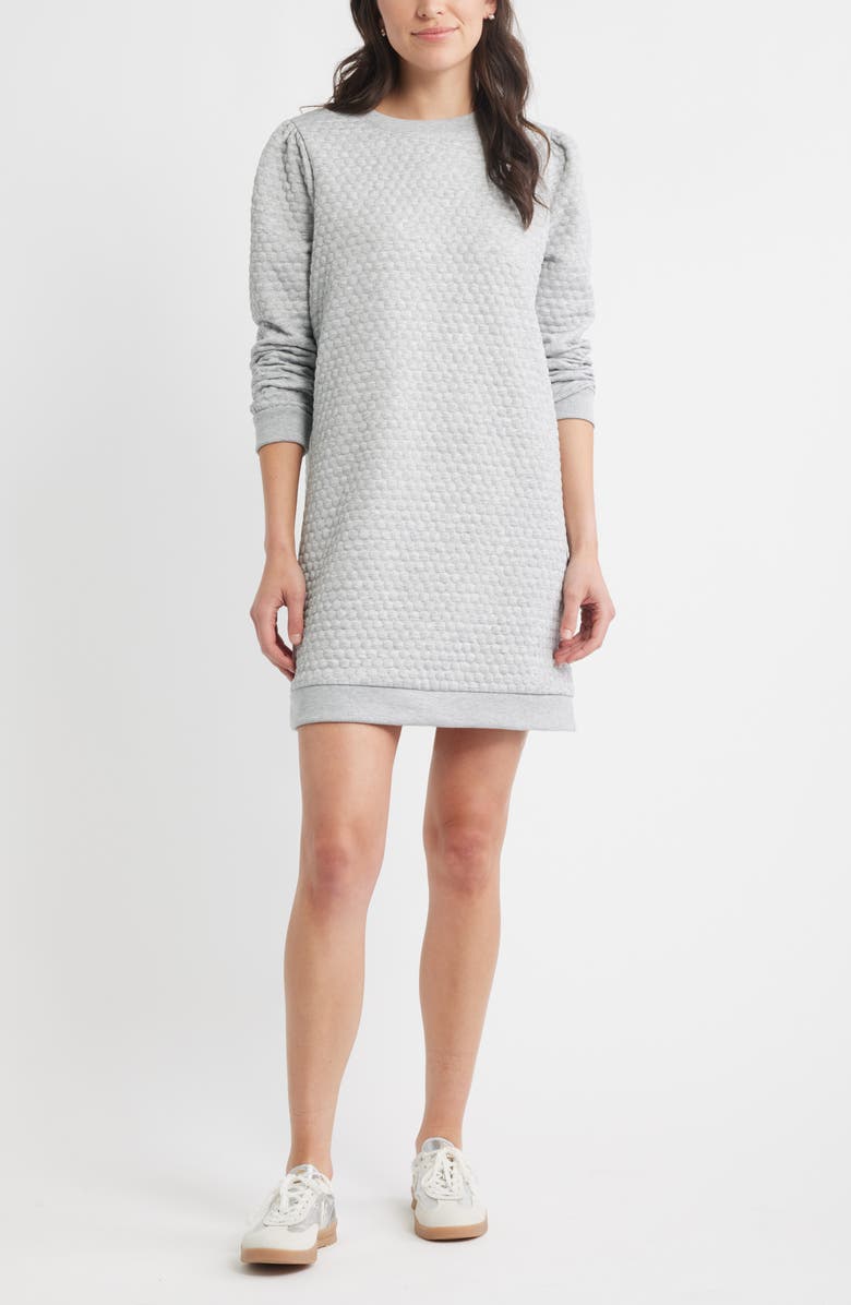 Caslon<sup>®</sup> Long Sleeve Quilted Sweatshirt Minidress, Main, color,