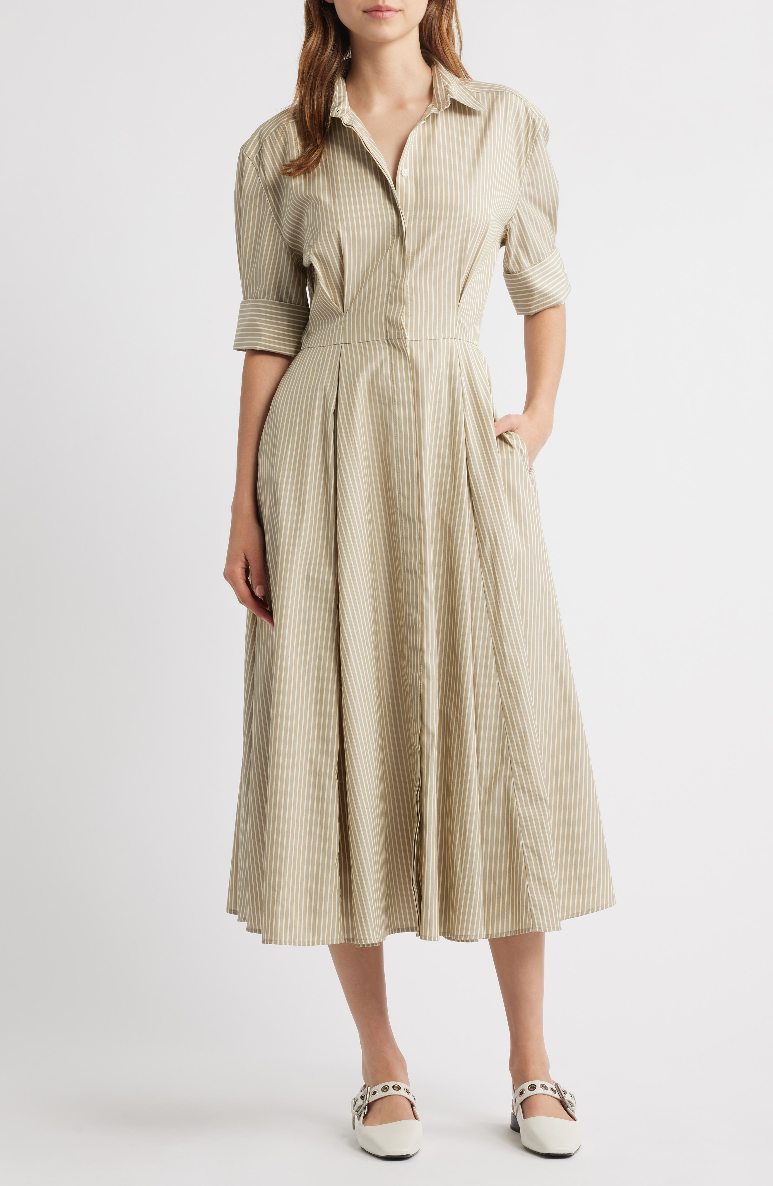 Aiden Stripe Poplin Maxi Shirtdress
