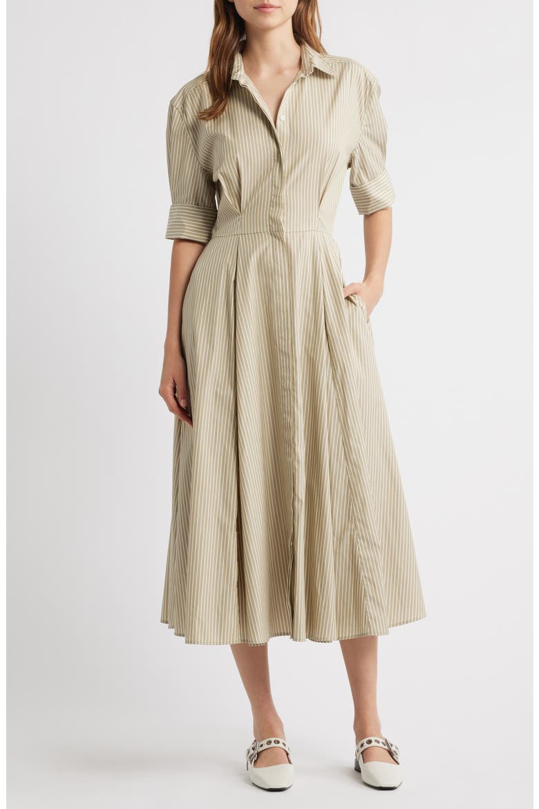 Aiden Stripe Poplin Maxi Shirtdress, Main, color, BEIGE STRIPE