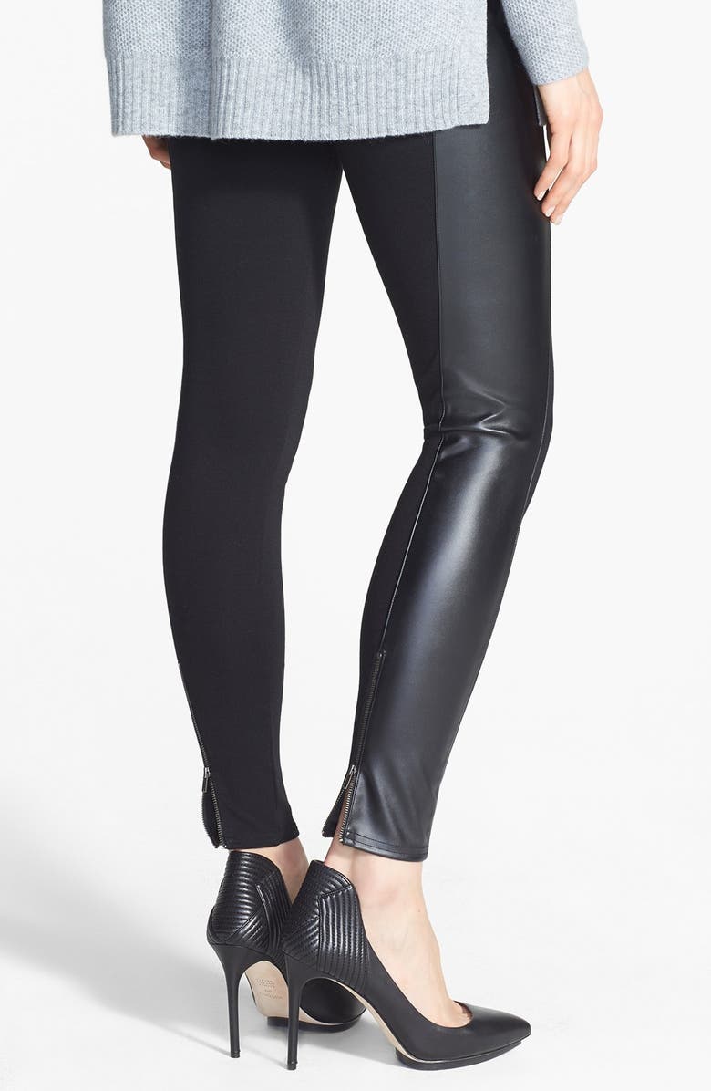 Nordstrom Faux Leather Stripe Ankle Zip Moto Leggings, Alternate, color, 