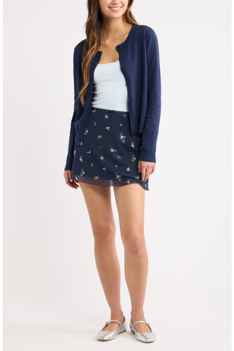 Floral Mesh Miniskirt, Alternate, color, NAVY- BLUE BRIANNA ROSE