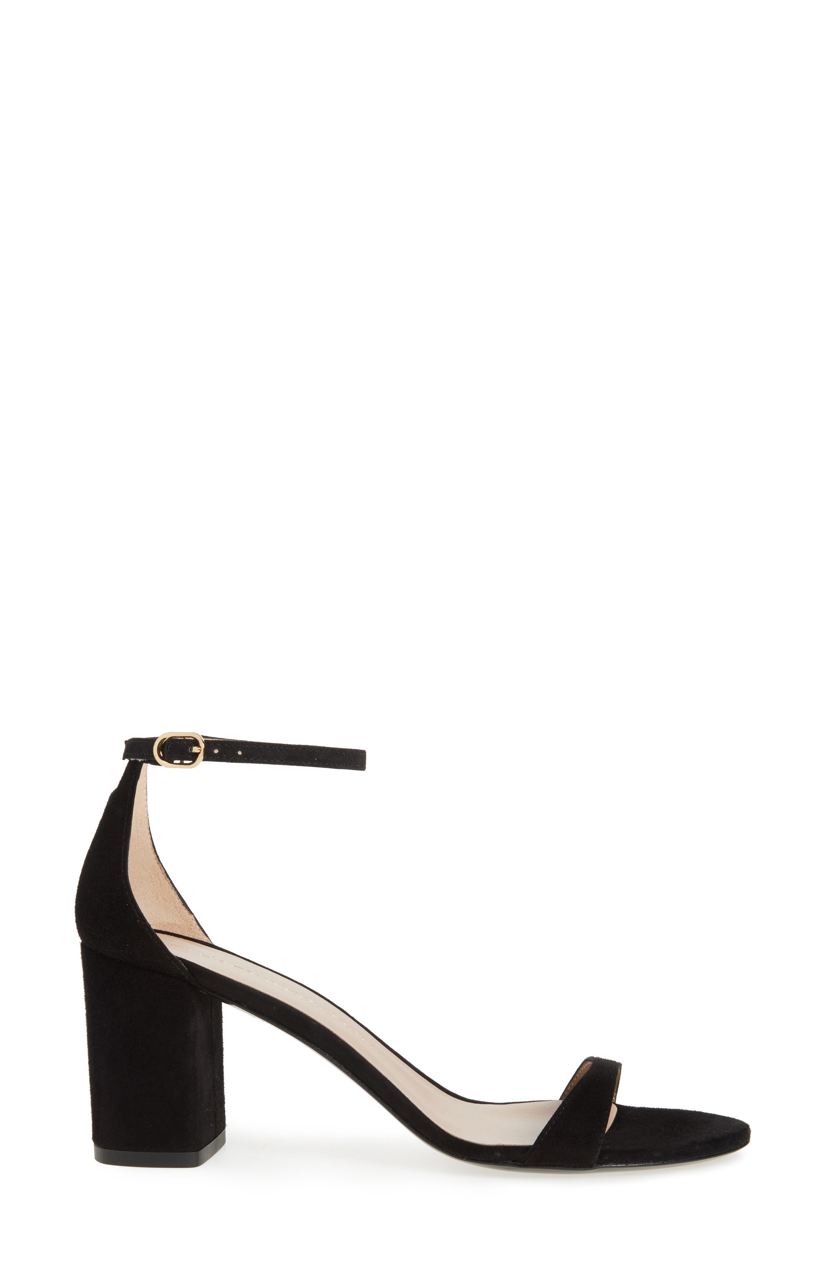 Stuart Weitzman Nudist Block 75 Sandal, Alternate, color, Black