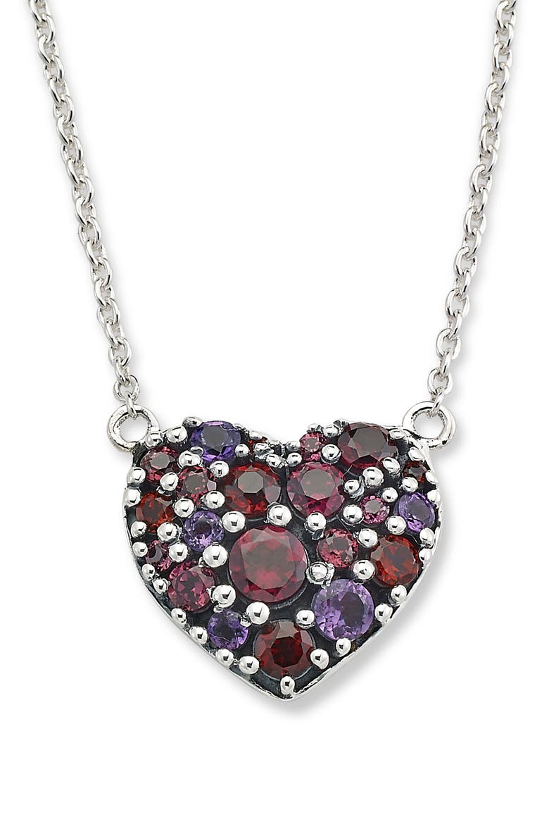 Semiprecious Stone Heart Pendant Necklace, Main, color, PINK/ RED/ BLUE