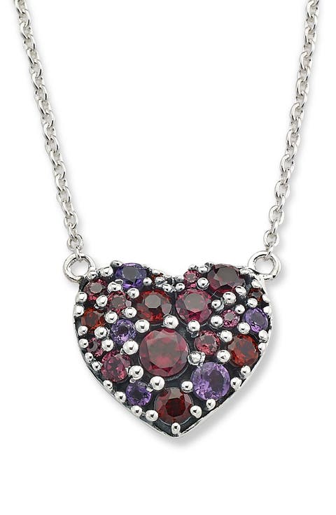 Semiprecious Stone Heart Pendant Necklace