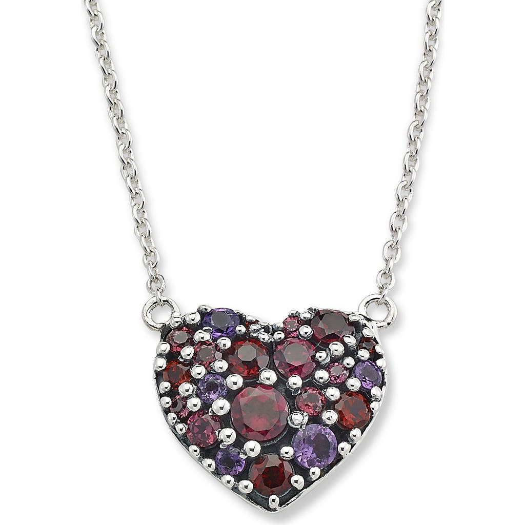 Samuel B. Semiprecious Stone Heart Pendant Necklace In Pink/red/blue
