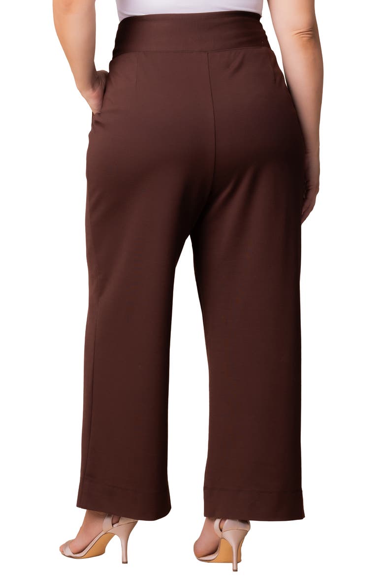 High Waist Wide Leg Ponte Pants, Alternate, color, CHOCOLATE