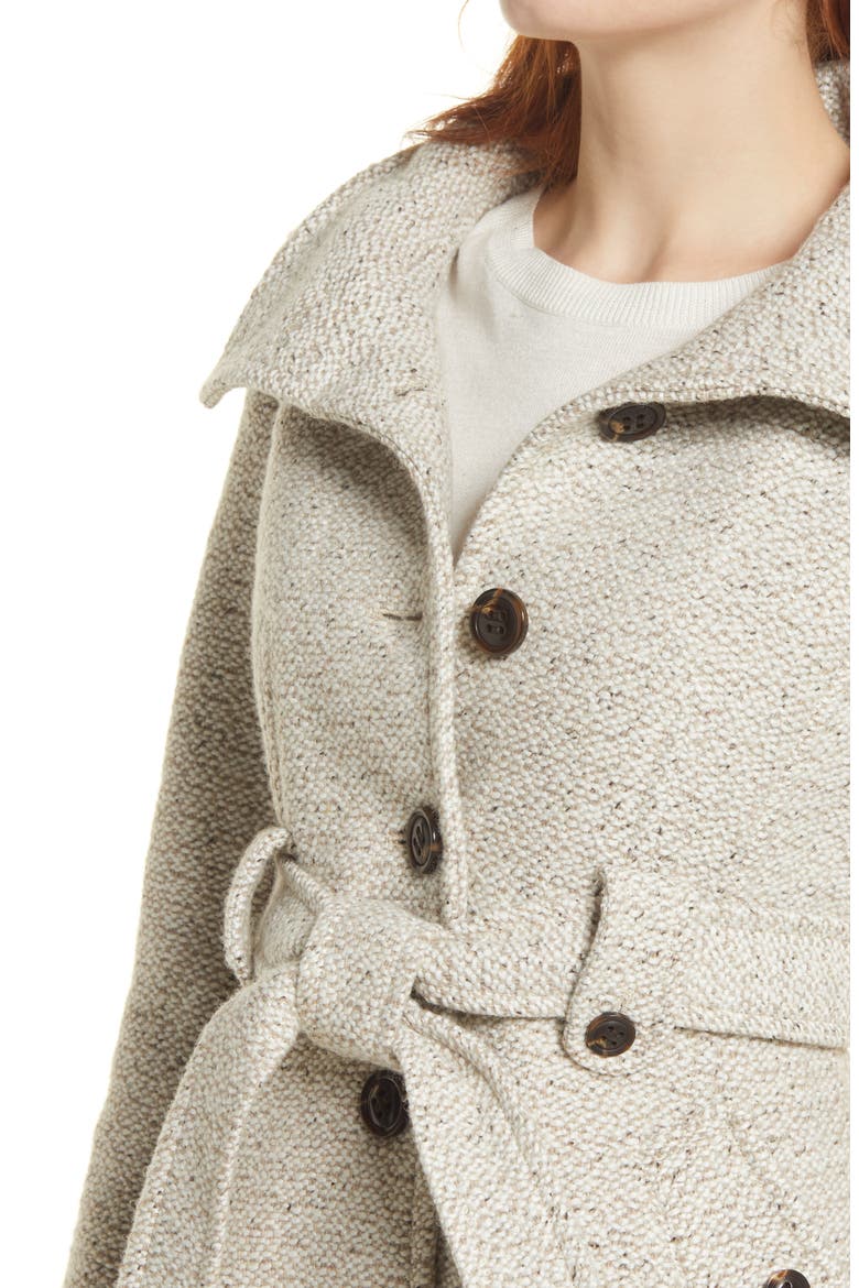 Belted Hooded A-Line Coat, Alternate, color, OATMEAL