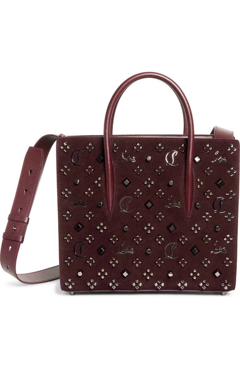 Christian Louboutin Medium Paloma Loubinthesky Studded Leather Tote, Main, color, Amara/ Gun Metal