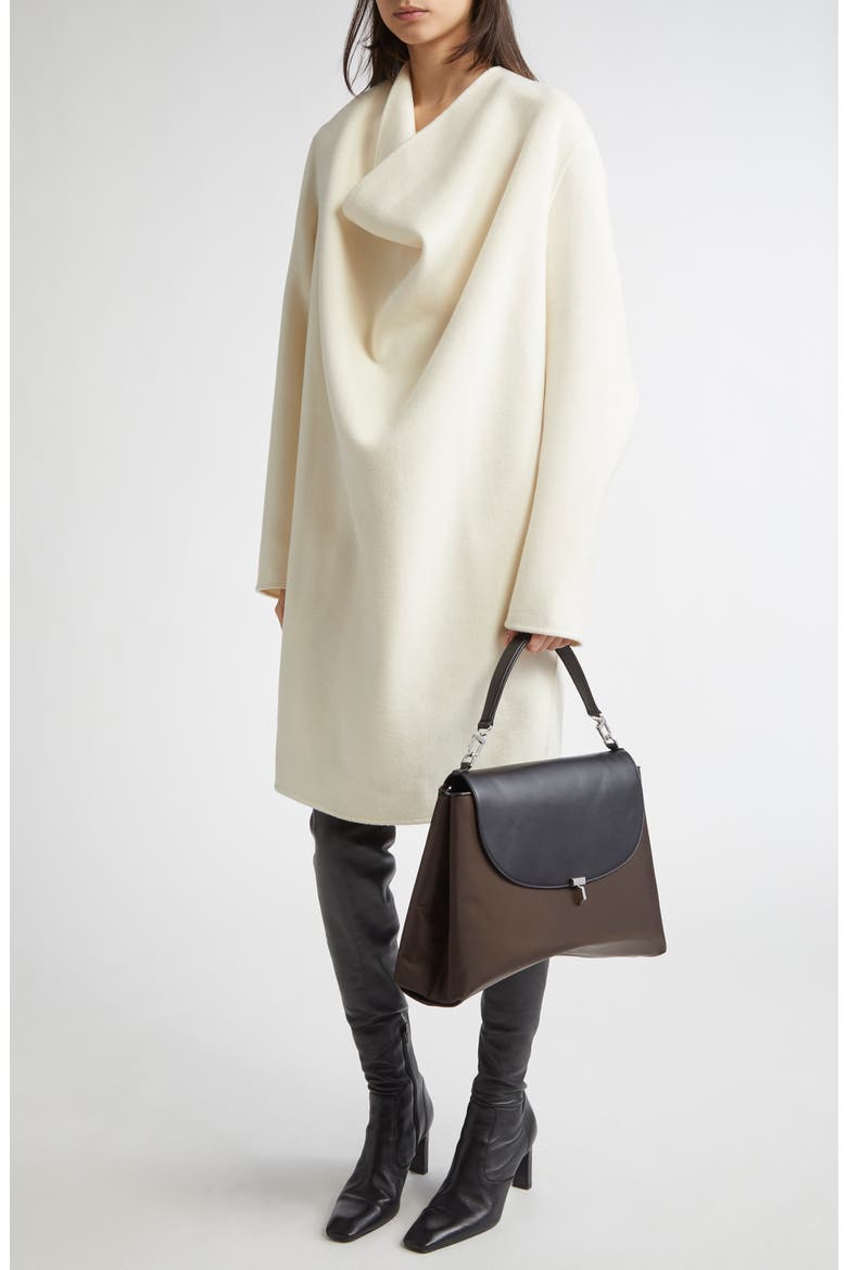 Cowl Neck Long Sleeve Double Face Wool Dress, Main, color, WINTER WHITE