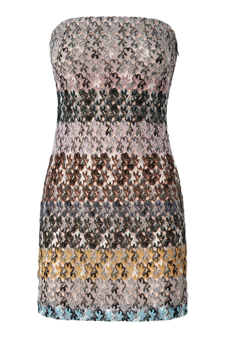 Mini Dress In Striped Embroidered Lace, Alternate, color, Multicoloured