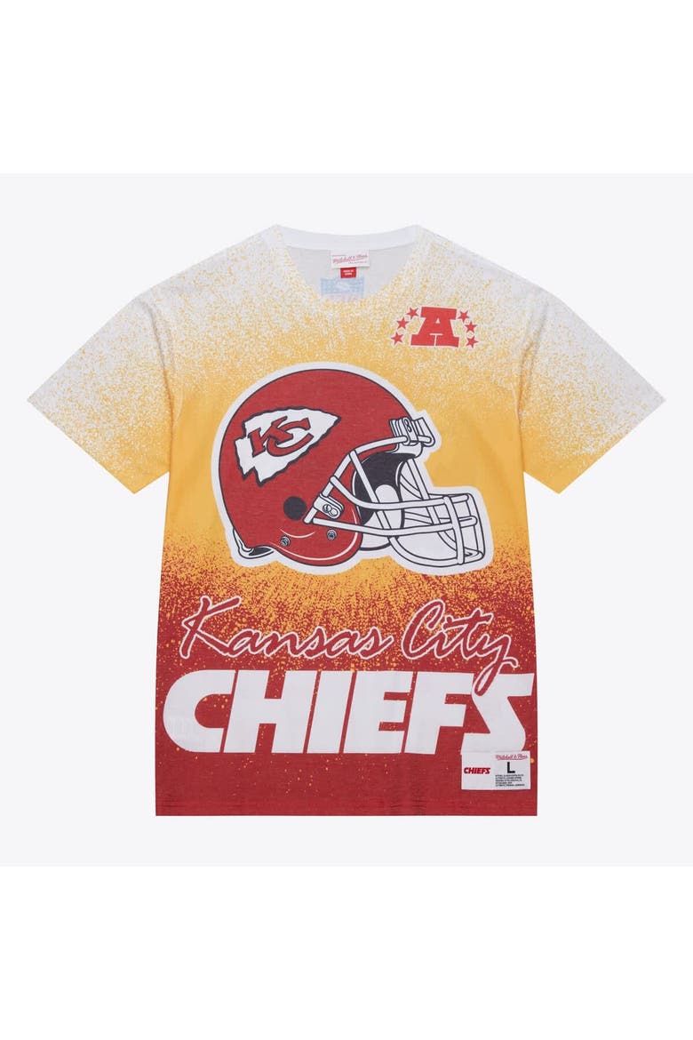 Men's Mitchell & Ness  White Kansas City Chiefs Team Burst Vintage Logo T-Shirt, Main, color, White