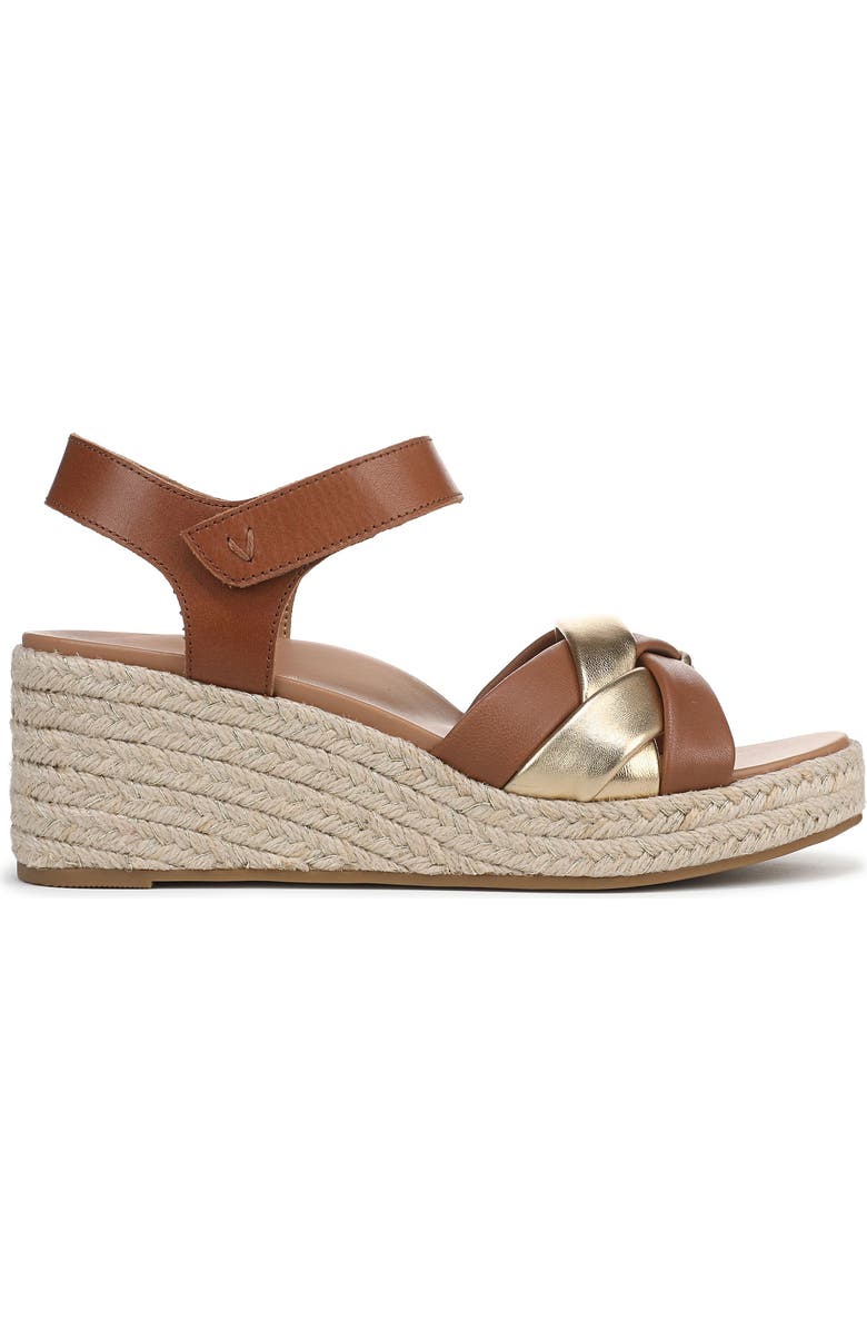 Vionic Saratoga Wedge Espadrille Sandal, Alternate, color, Tan/ Gold