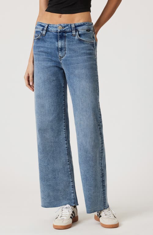 Mavi Jeans Raw Hem High Waist Wide Leg Jeans In Light Brushed Tribeca