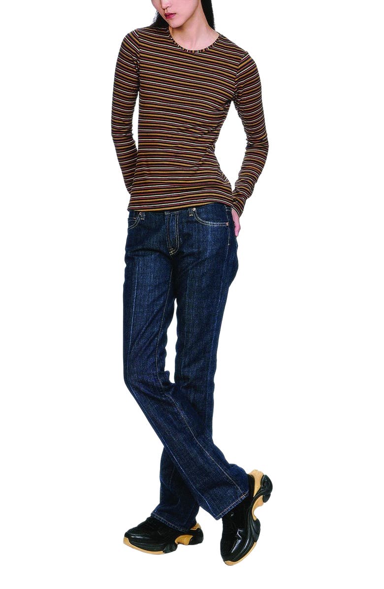 Anna Sui Venetian Stripe Long Sleeve Top, Alternate, color, Caramel Multi