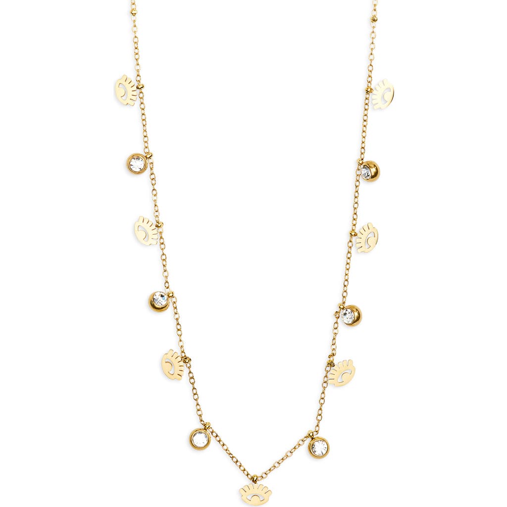 Area Stars Evil Eye & Crystal Charm Necklace In Gold
