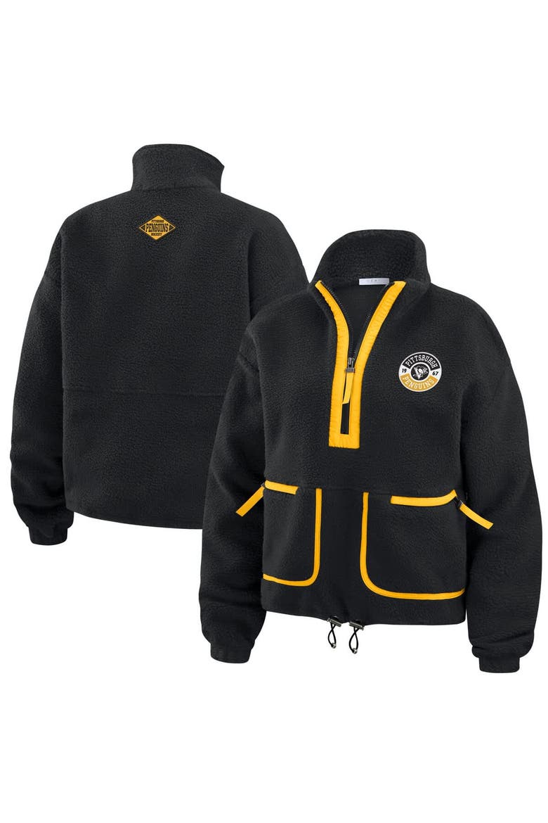 Women's WEAR by Erin Andrews  Black Pittsburgh Penguins Polar Fleece Half-Zip Jacket, Main, color, Black