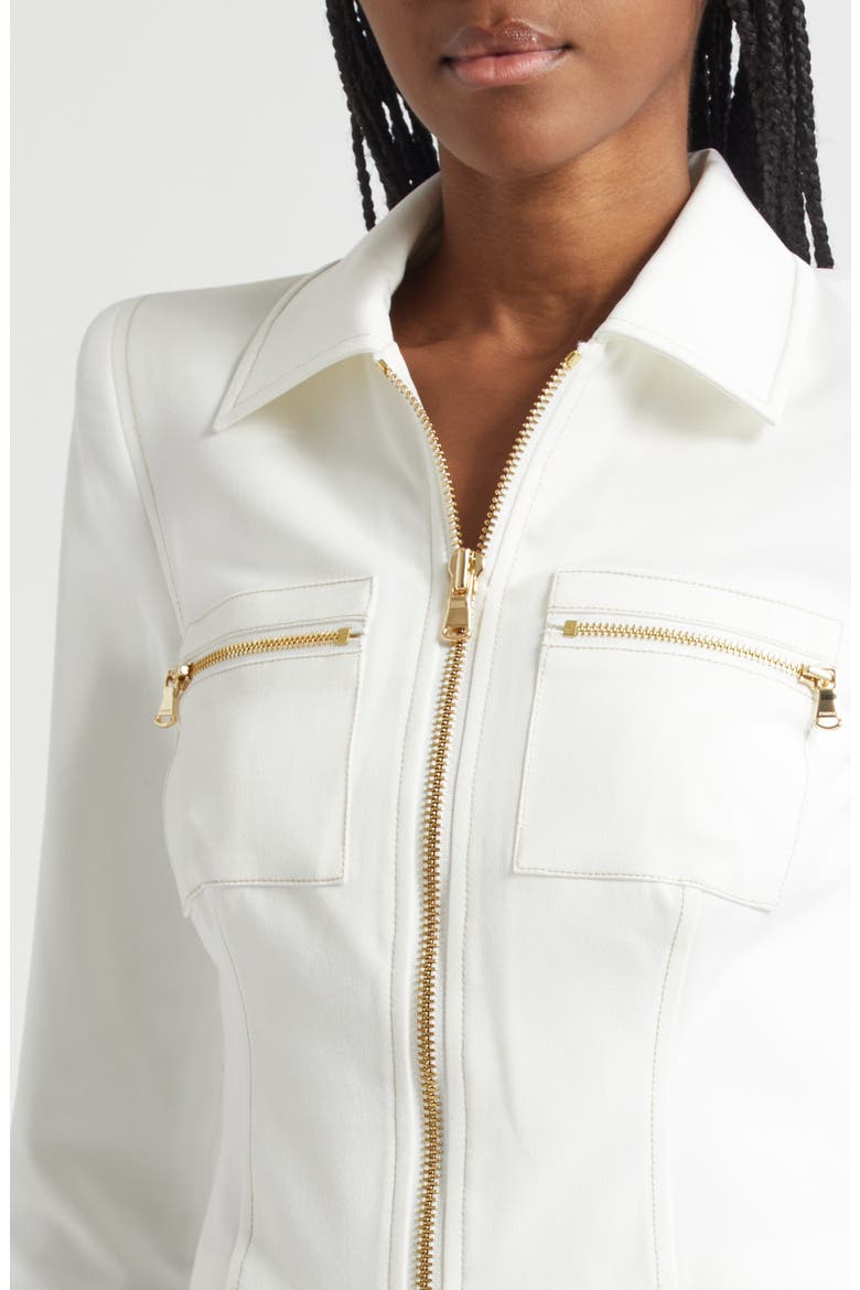 Calianna Zip Front Jacket, Alternate, color, WHITE