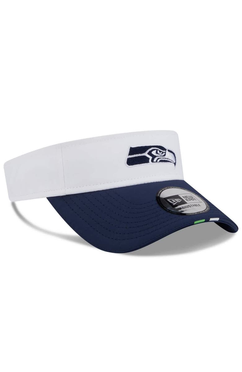 New Era Men's New Era White/College Navy Seattle Seahawks 2025 NFL Training Camp Adjustable Visor, Alternate, color, White