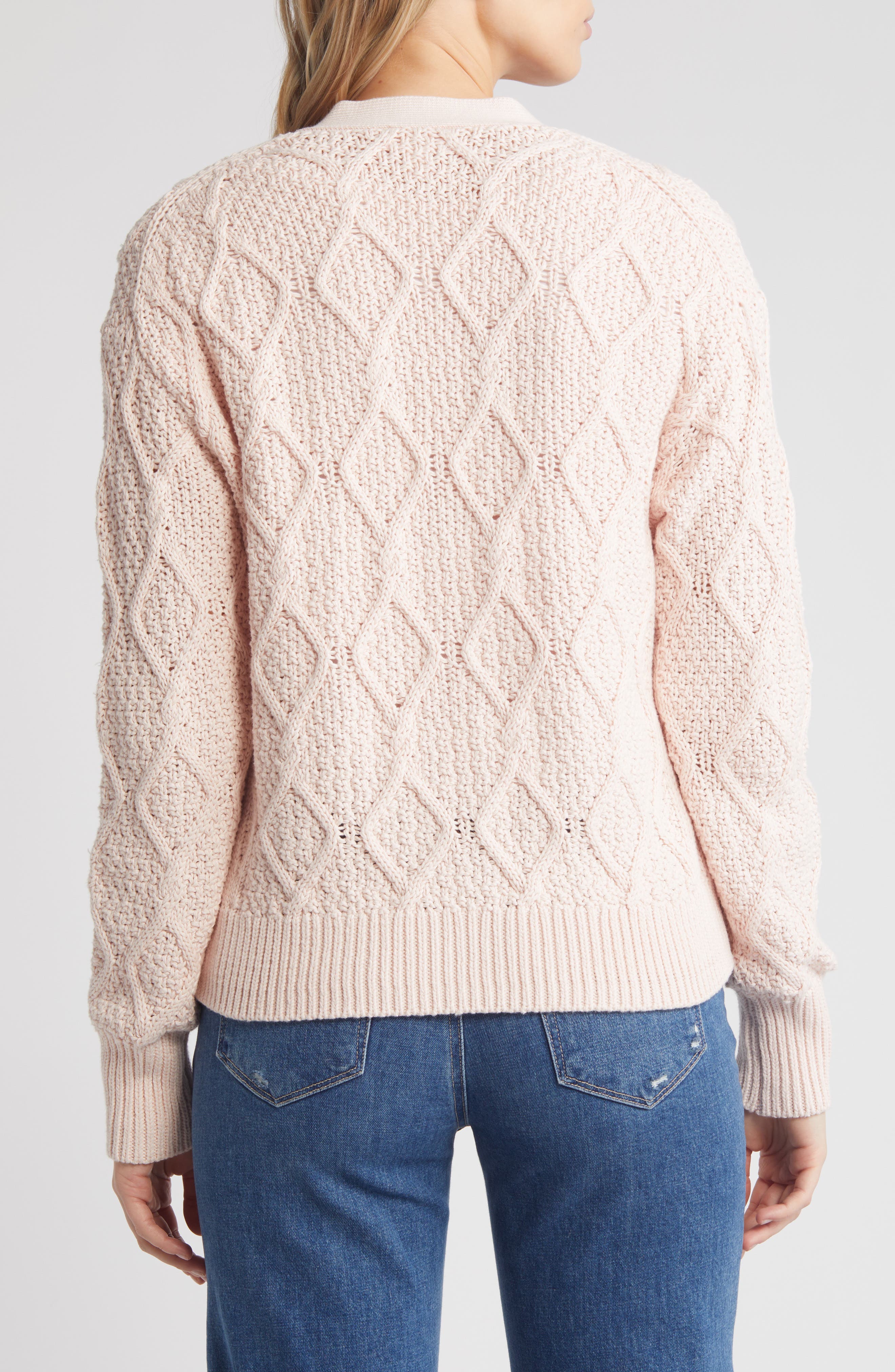 Caslon® Diamond Cable Knit Cardigan (Women) | Nordstromrack