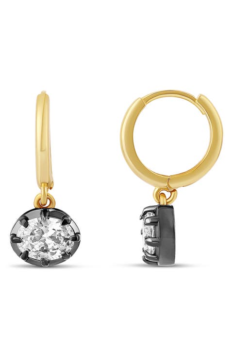 Prong-Set Oval Cubic Zirconia Drop Earrings