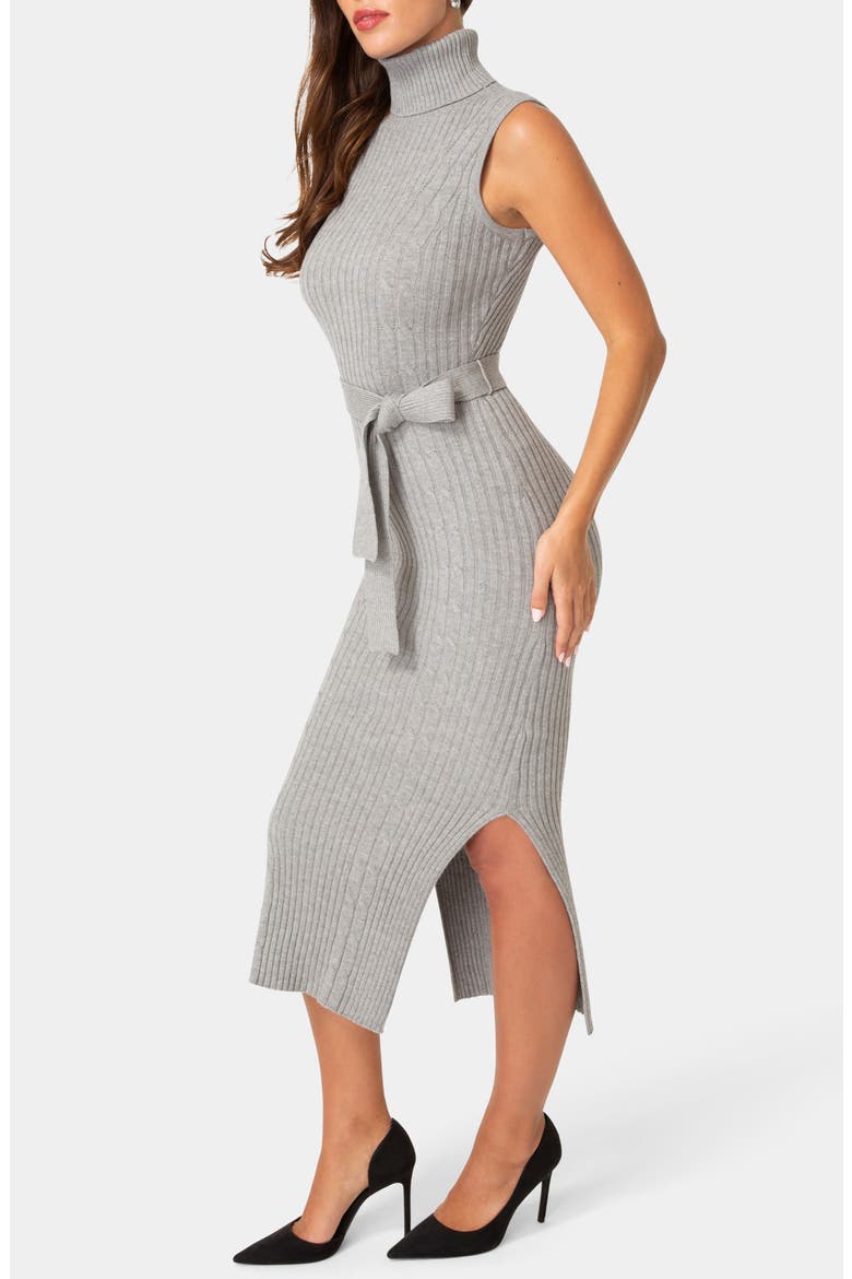 Belted Midi Sweater Dress, Alternate, color, HEATHER GREY