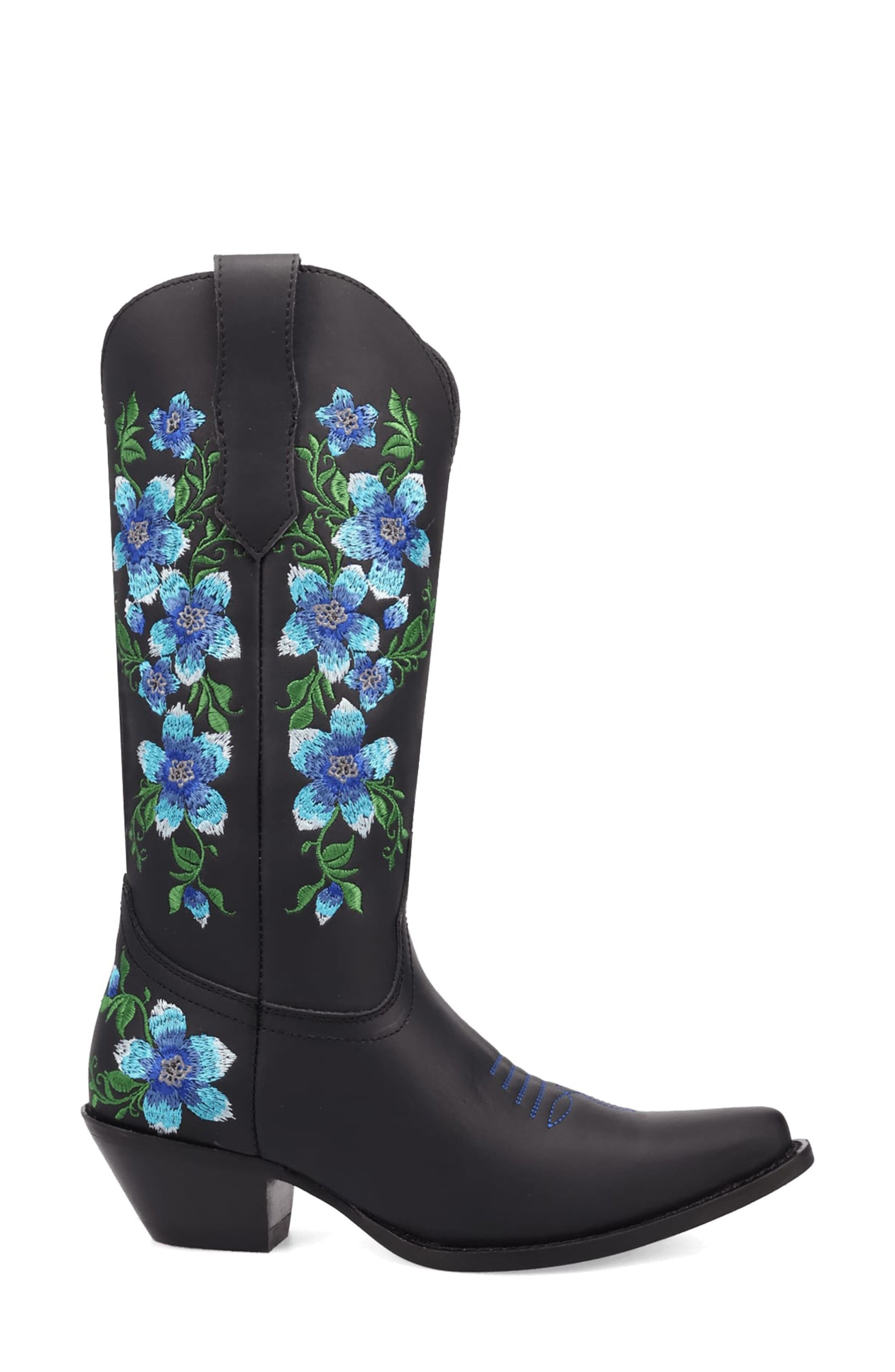 Dingo Posie Knee High Western Boot, Alternate, color, Black