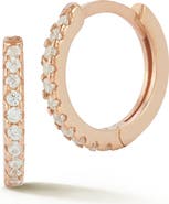 SPHERA MILANO 14K Rose Gold Plated Cubic Zirconia Huggie Hoop Earrings