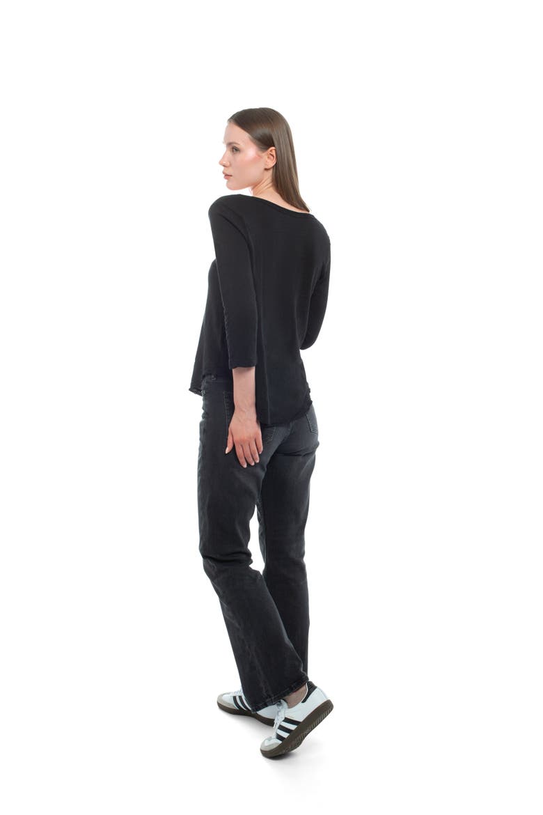 3/4 Sleeve V-Neck Shirttail Tee With Raw Hem Top, Alternate, color, Dark Olive