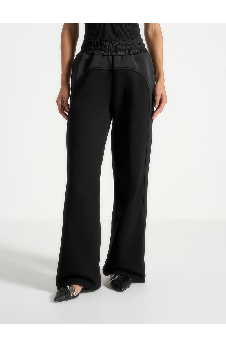 Manière De Voir Loula Jersey And Satin Joggers, Alternate, color, Black