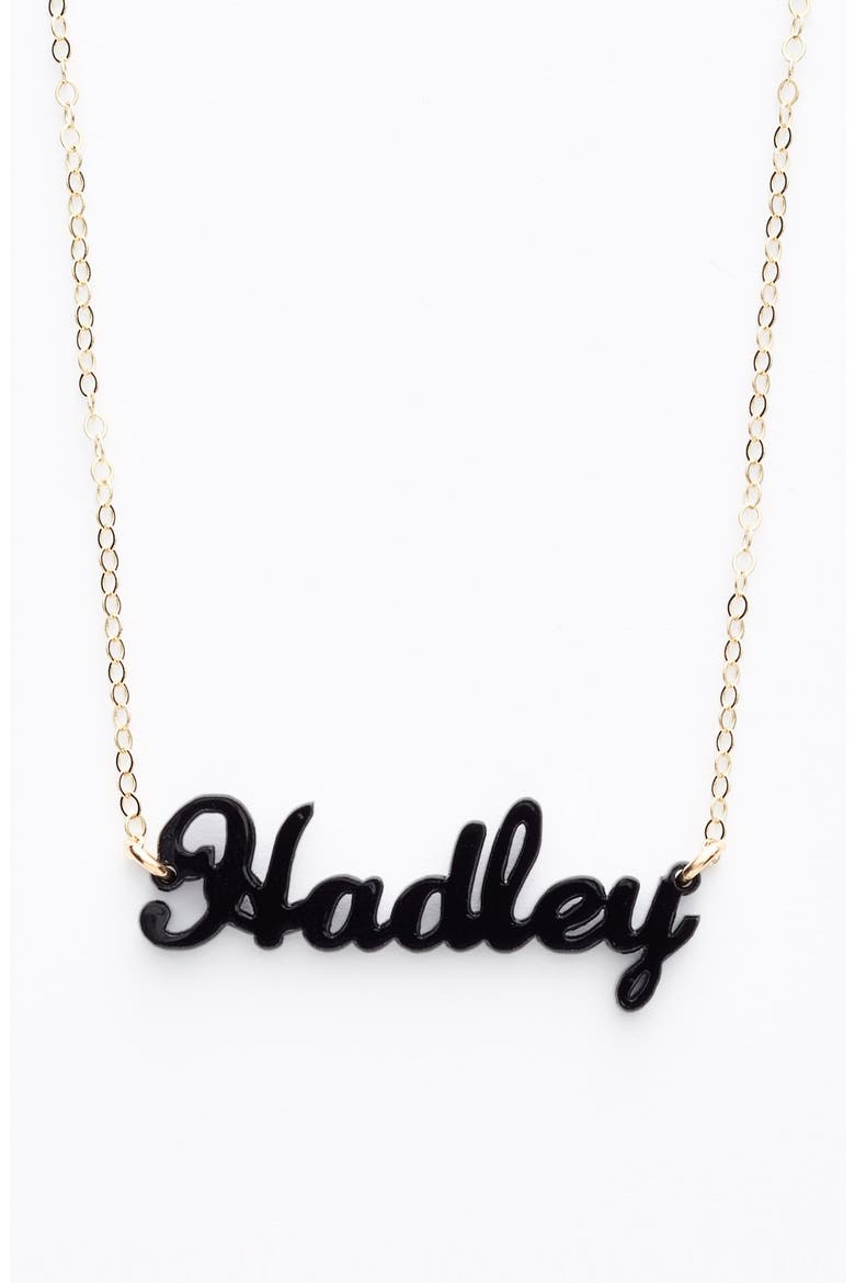'Script Font' Personalized Nameplate Pendant Necklace, Main, color, EBONY/ GOLD