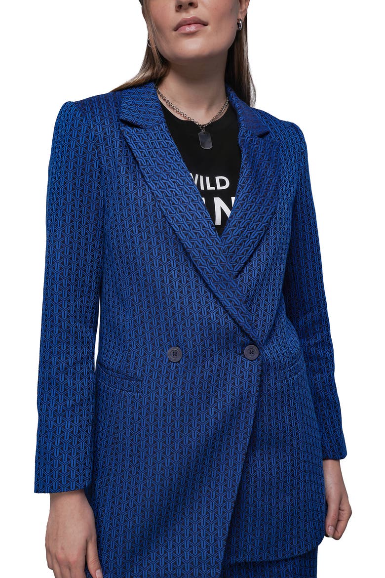 The Empower Jacquard Double Breasted Blazer, Main, color, COBALT BLUE