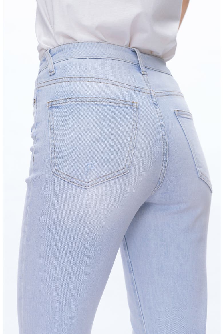 Raw Hem Ripped High Waist Straight Leg Jeans, Alternate, color, SKY BLUE