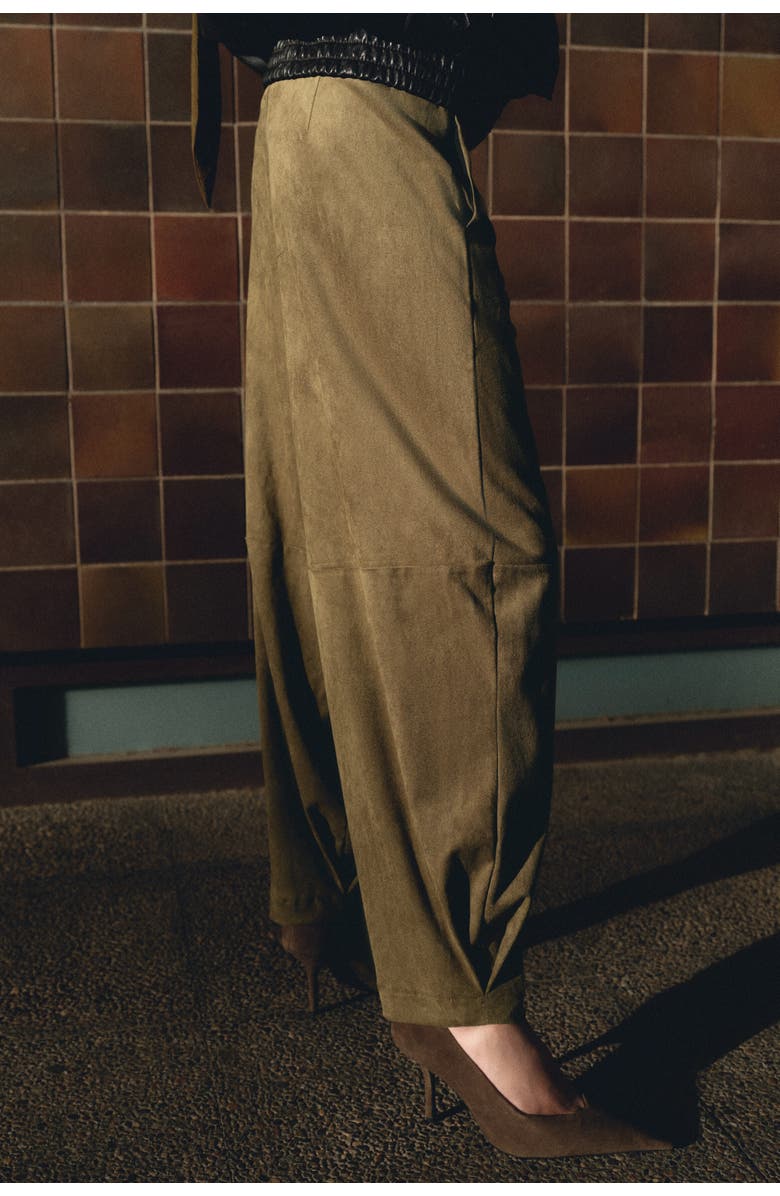 H&M Barrel Trousers, Alternate, color, Dark Khaki Green