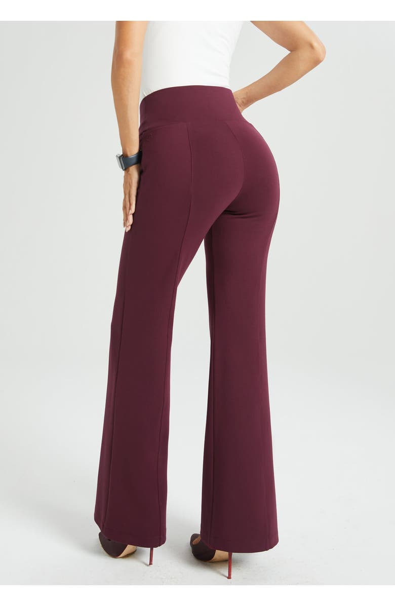 Betabrand Power Down DPYP Dress Pant Yoga Pant Flare, Alternate, color, Burgundy