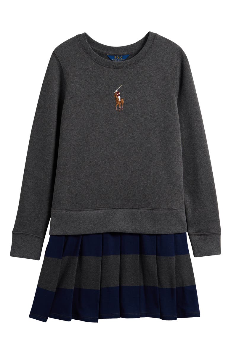 Polo Ralph Lauren Kids' Fleece Sweatshirt Dress, Main, color, Windsor Heather