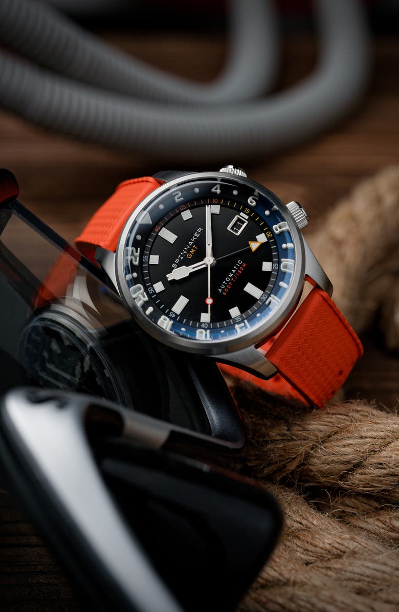 SPINNAKER Bradner GMT Automatic Bracelet Watch, 42mm, Alternate, color, Black