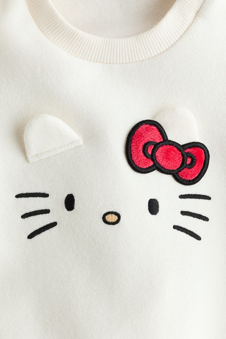 Motif-detail Sweatshirt, Alternate, color, White/Hello Kitty