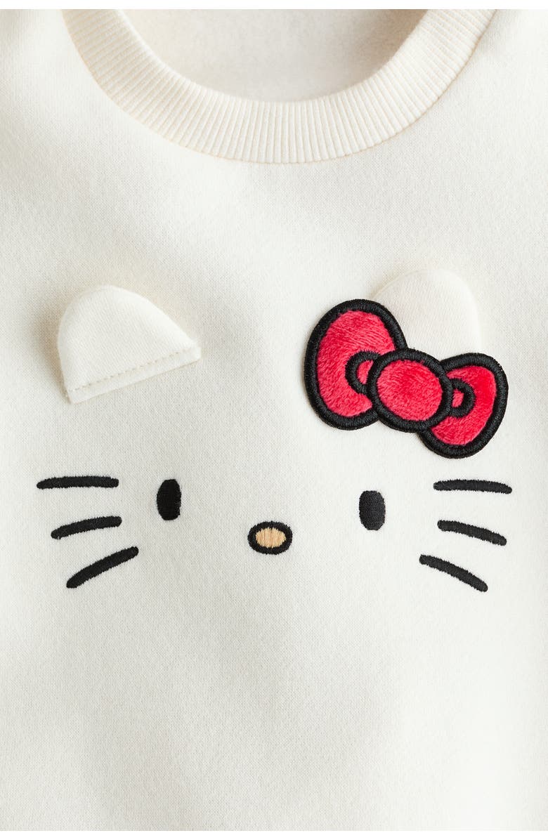H&M Motif-detail Sweatshirt, Alternate, color, White/Hello Kitty