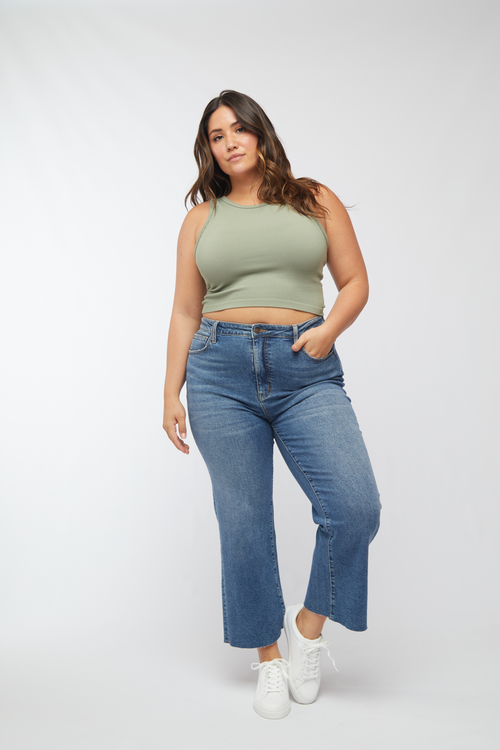 OLIVER LOGAN OLIVER LOGAN ABERDEEN HIGH RISE WIDE LEG CROP VINTAGE WORN