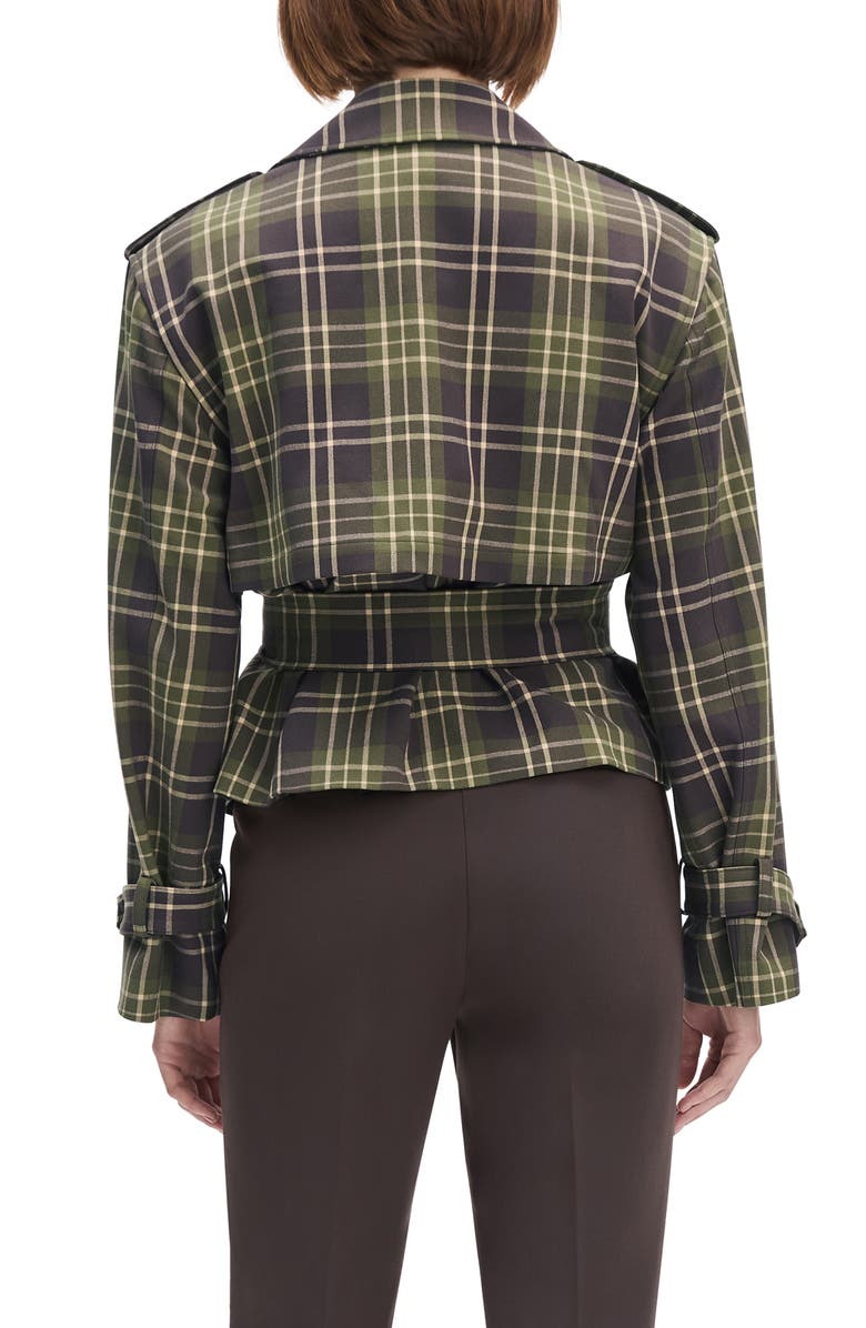Favorite Daughter The Cropped Charles Plaid Trench Coat, Alternate, color, Countryside Plaid