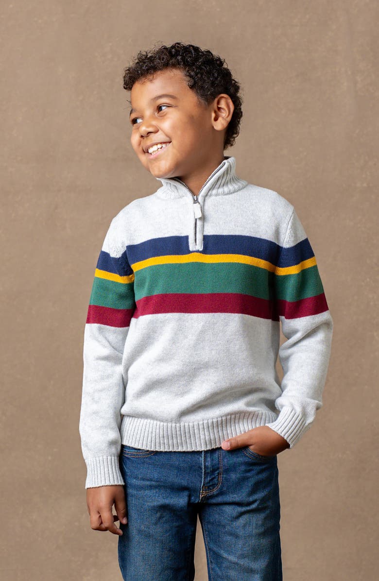 Hope & Henry Baby Boys' Organic Half Zip Sweater, Infant, Alternate, color, Gray With Homeroom Stripe