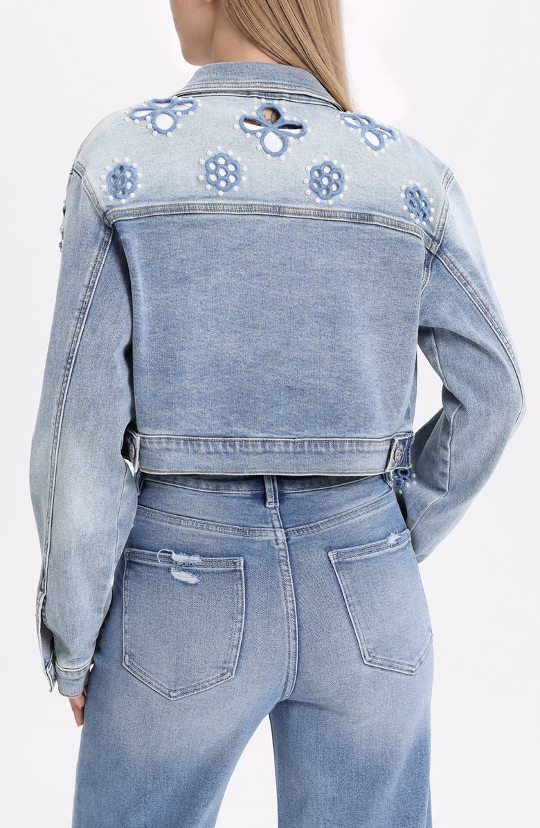 Bayeas Crop Denim Trucker Jacket, Alternate, color, Celeste